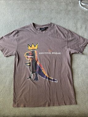Cotton On Brown Jean-Michel Basquiat Graphic Short Sleeve Tee Mens Small